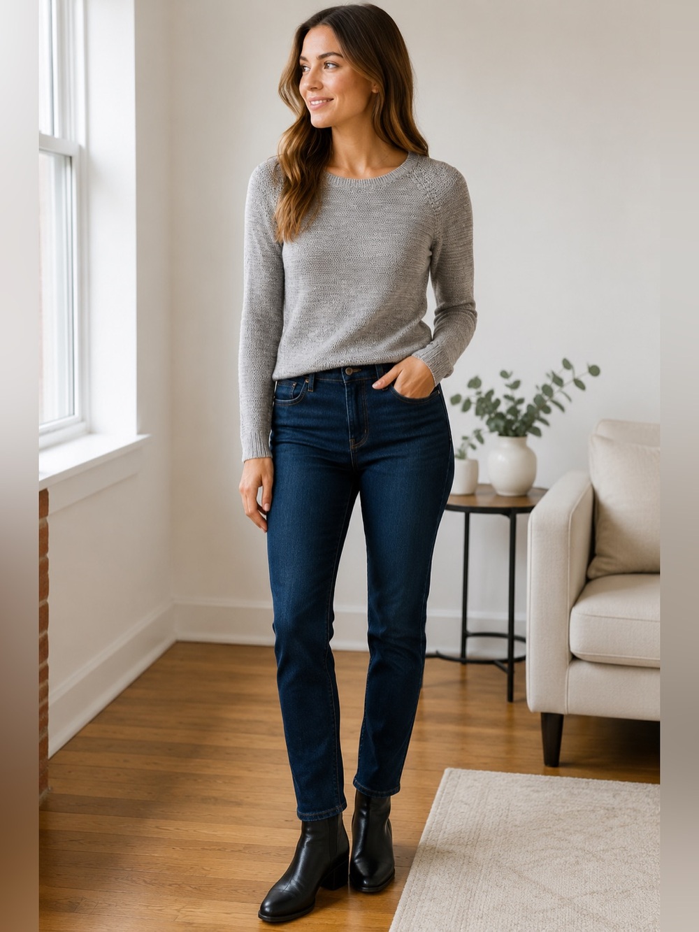 LOFT Heather Gray Crewneck Sweater